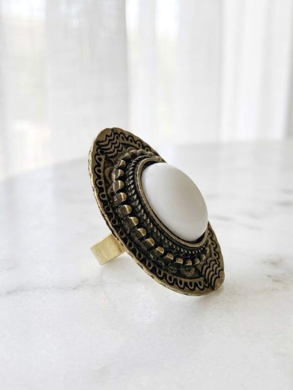Ladies White Aztec Ring - Picture 2 of 7